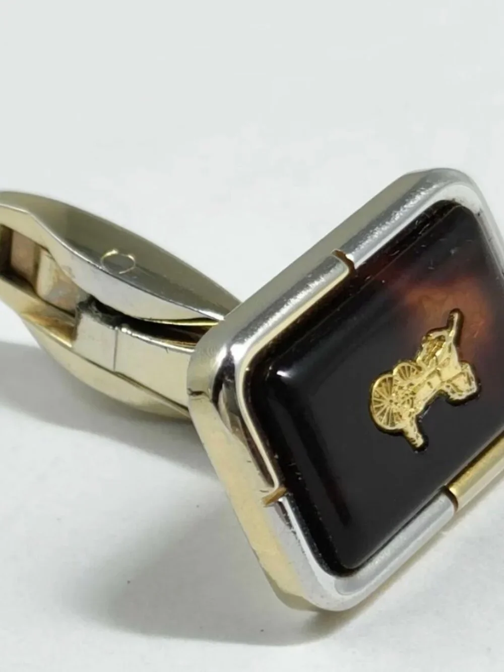 Vintage Celine Paris Horse & Carriage Cufflinks with Original Box